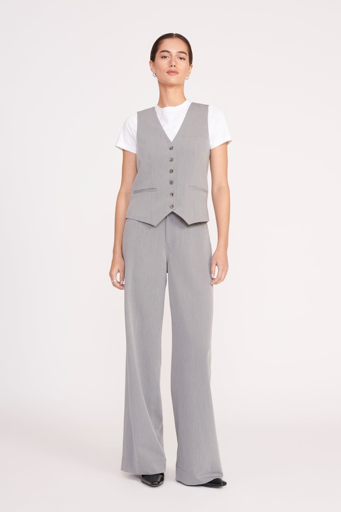 STAUD GRAYSON PANT HEATHER GREY SUITING - 2