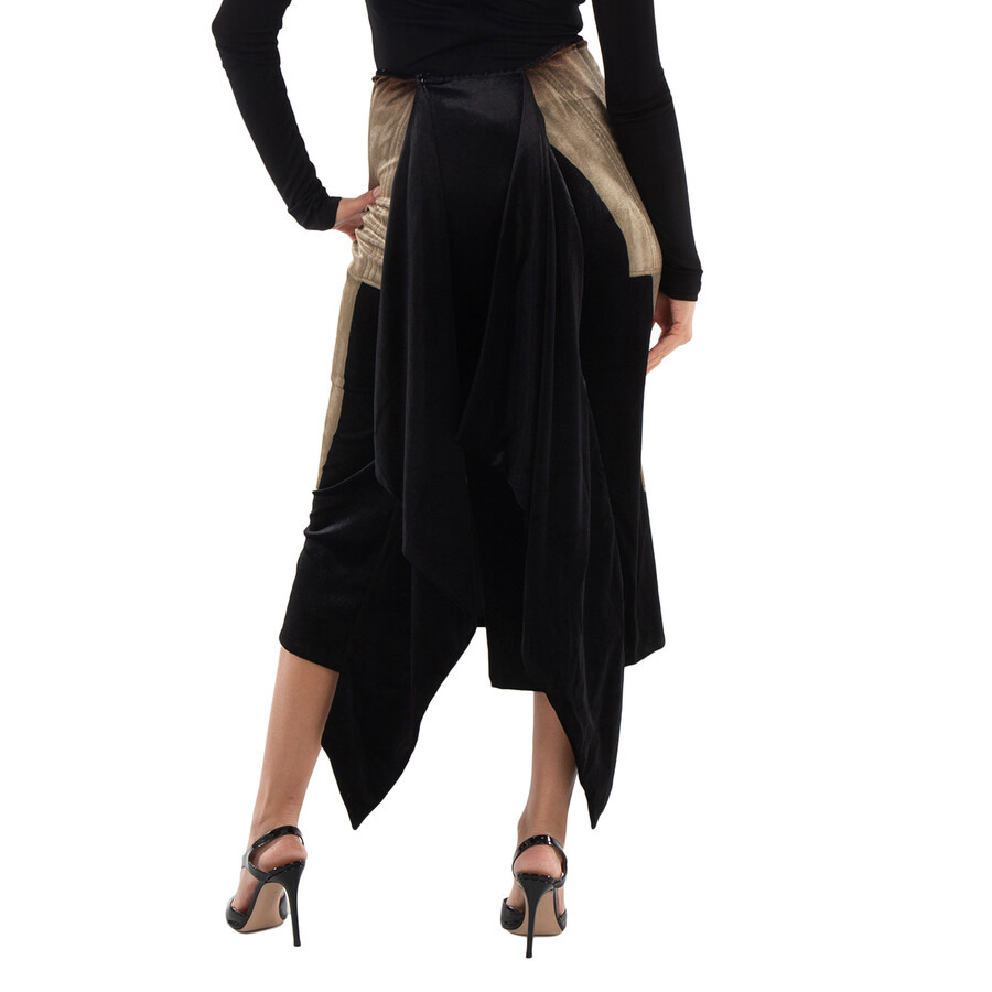 Loewe Ladies Brown / Black Trompe Loeil Midi Skirt - 4