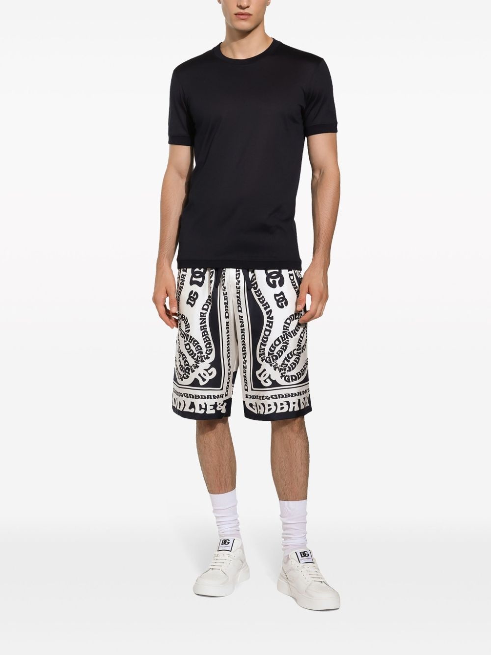 logo-print silk shorts - 2