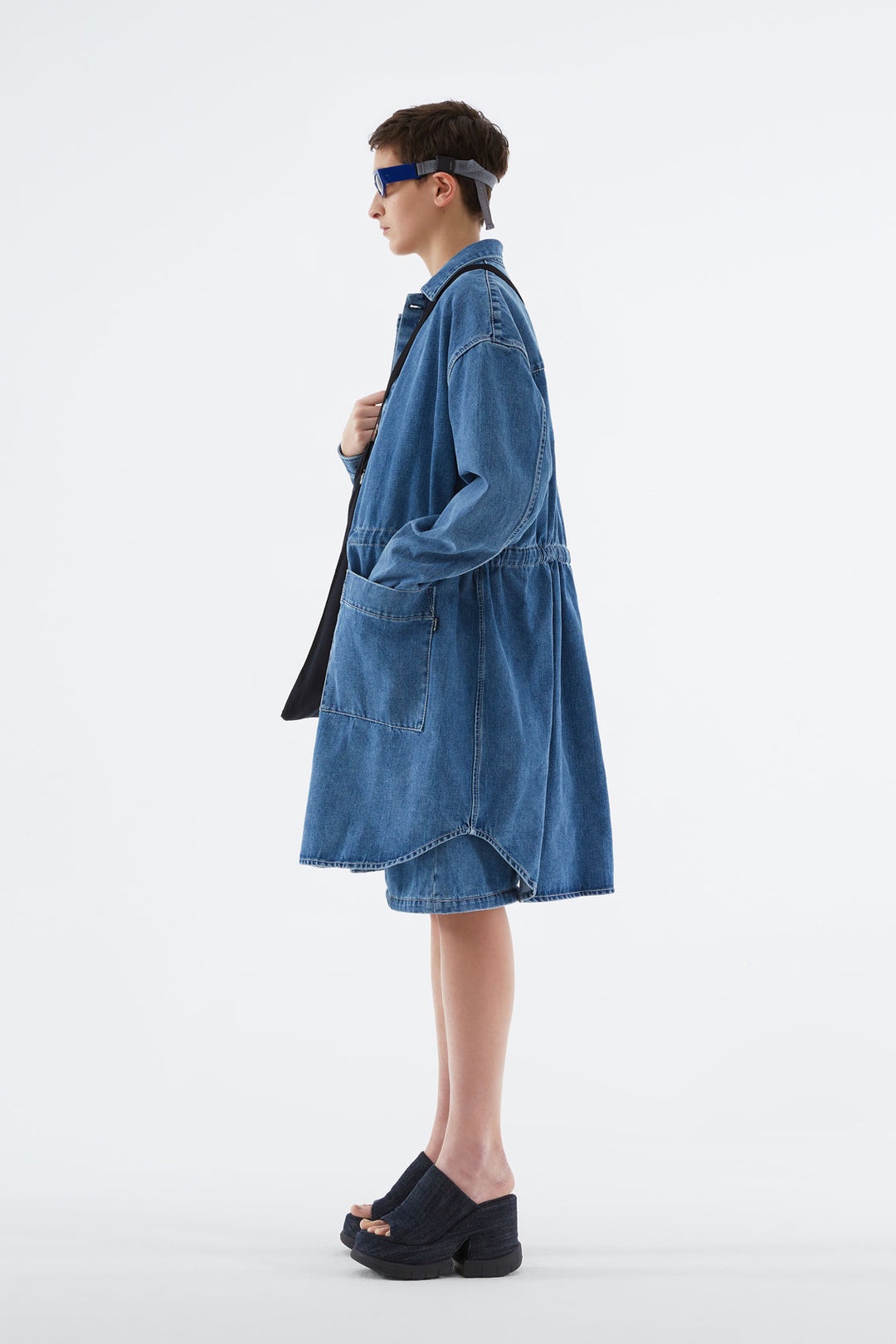 WASHED DENIM LONG OVER SHIRT - 3