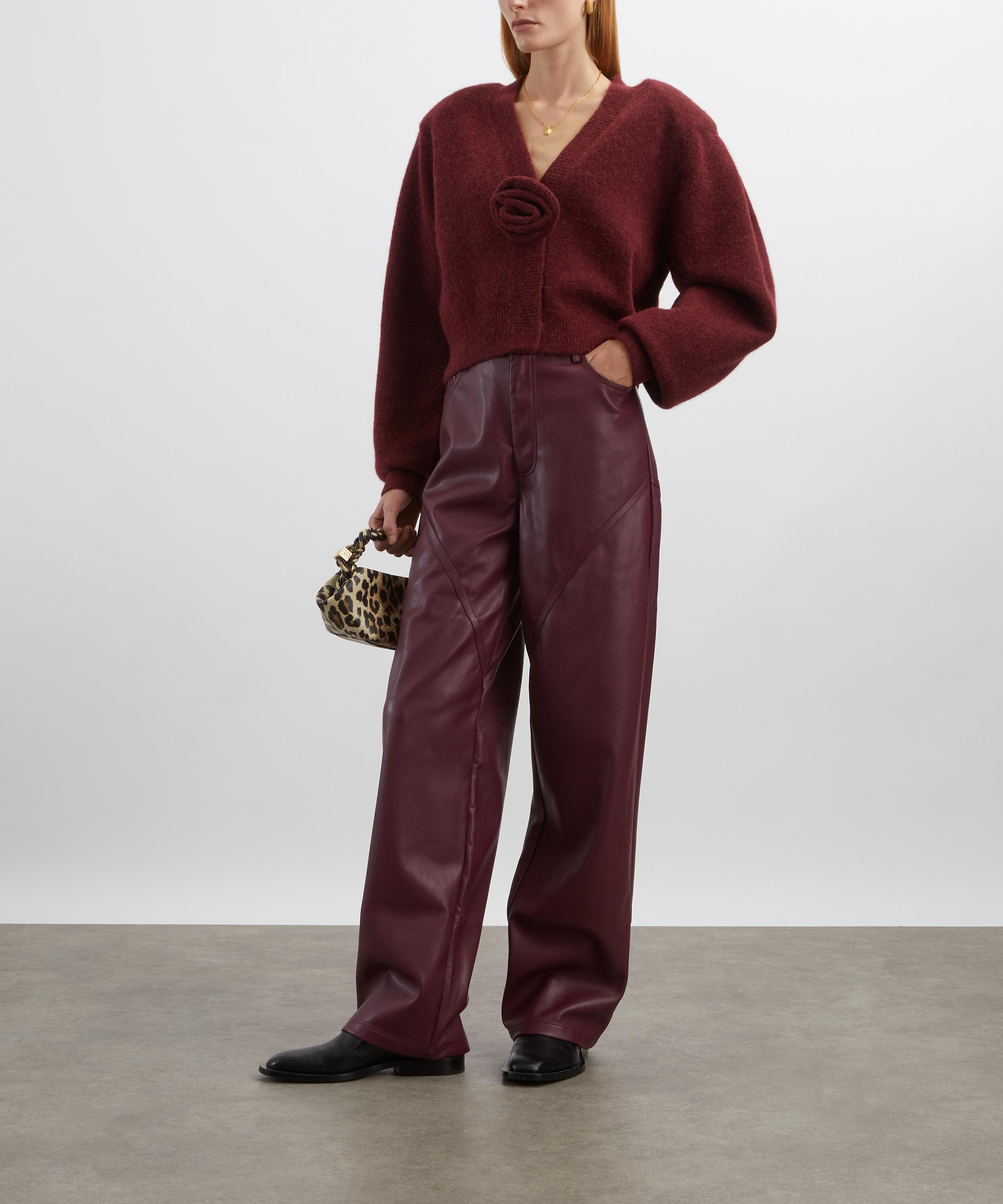 Bordeaux Mid-Waisted Piping Trousers - 2