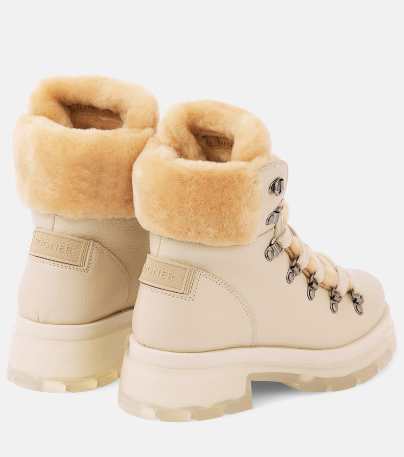 BOGNER Shearling-trimmed leather ankle boots outlook