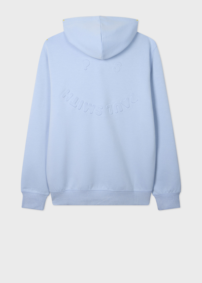 Paul Smith Light Blue Embossed 'Happy' Hoodie outlook