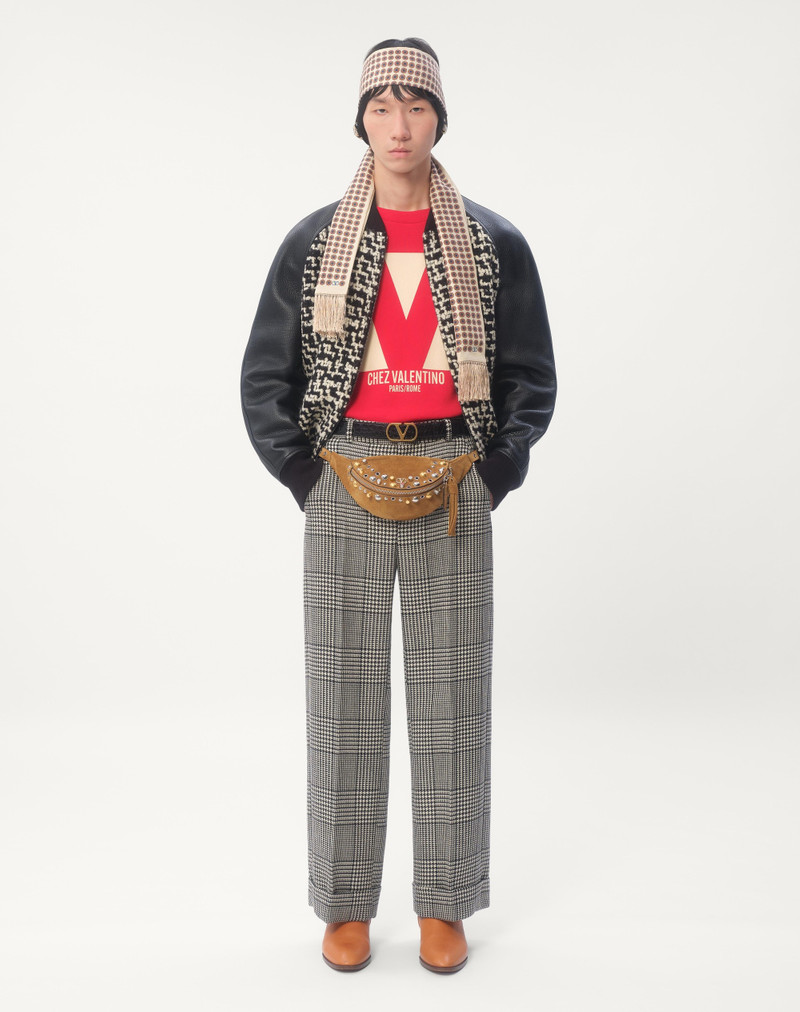 Valentino WOOL TWEED BOMBER JACKET WITH CHEZ VALENTINO PATCH outlook