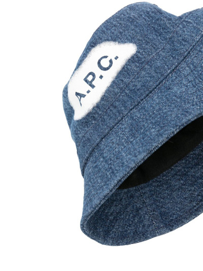 A.P.C. logo-print denim bucket hat outlook