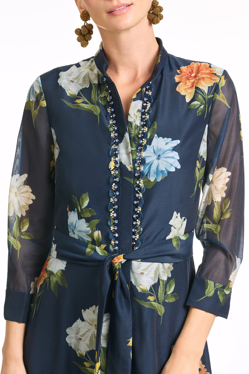 SACHIN & BABI EMBELLISHED ADDISON GOWN - NAVY WILDLFOWERS outlook