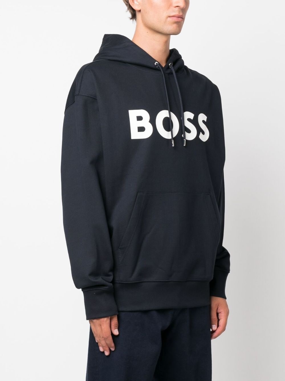 logo-print cotton hoodie - 3