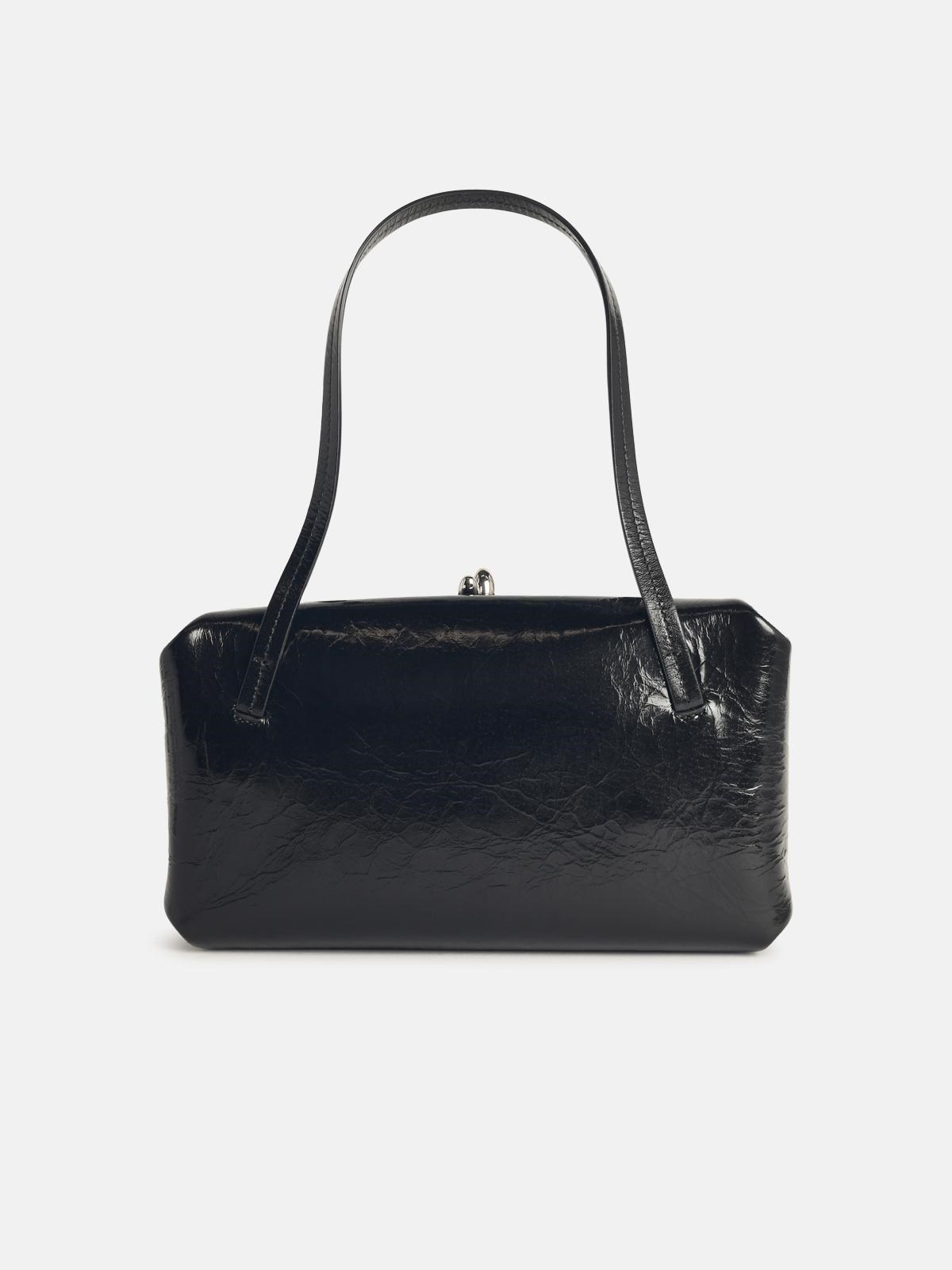 SMALL 'GOJI PILLOW' BLACK LEATHER BAG - 3