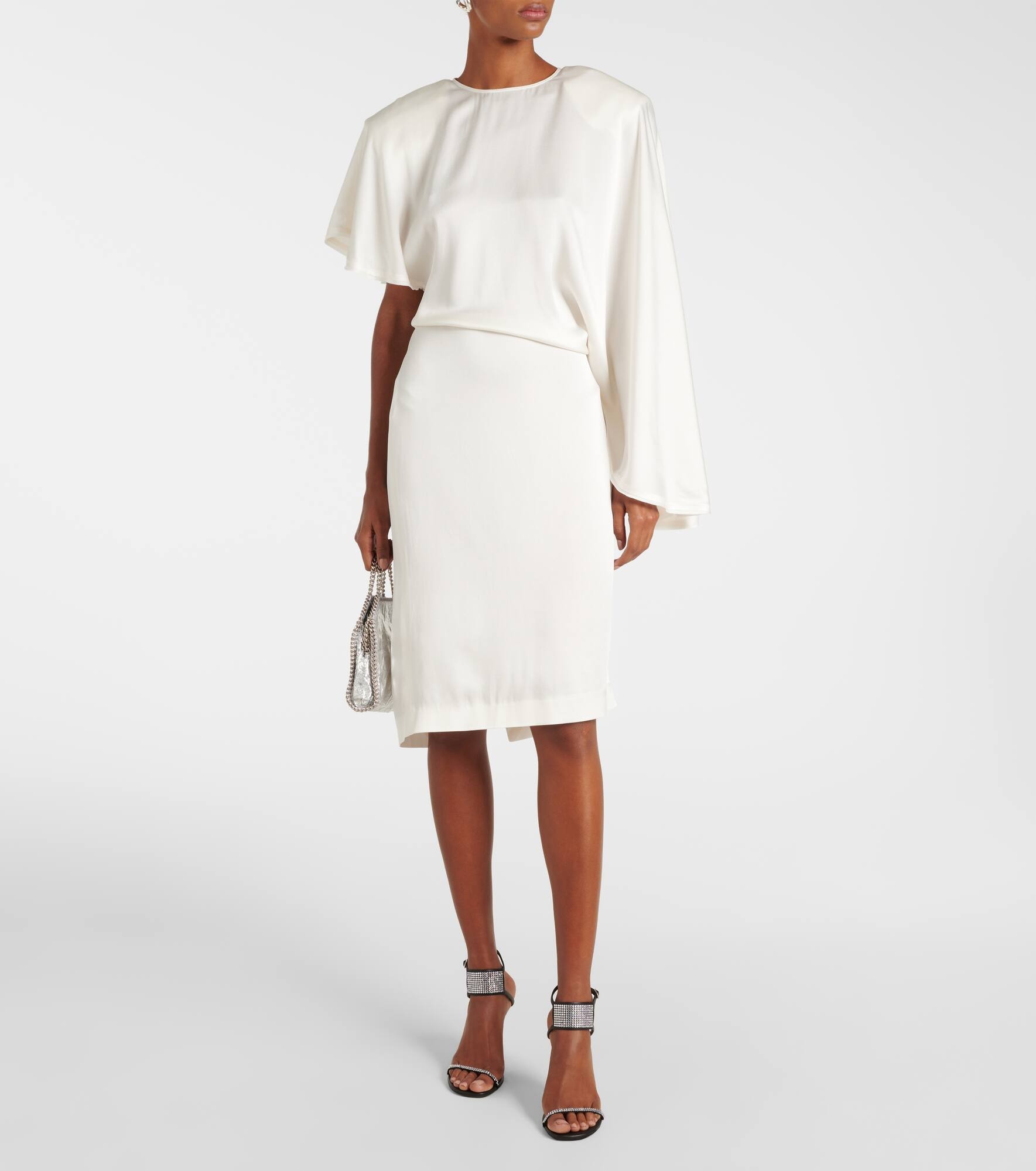 Asymmetric crêpe satin midi dress - 2