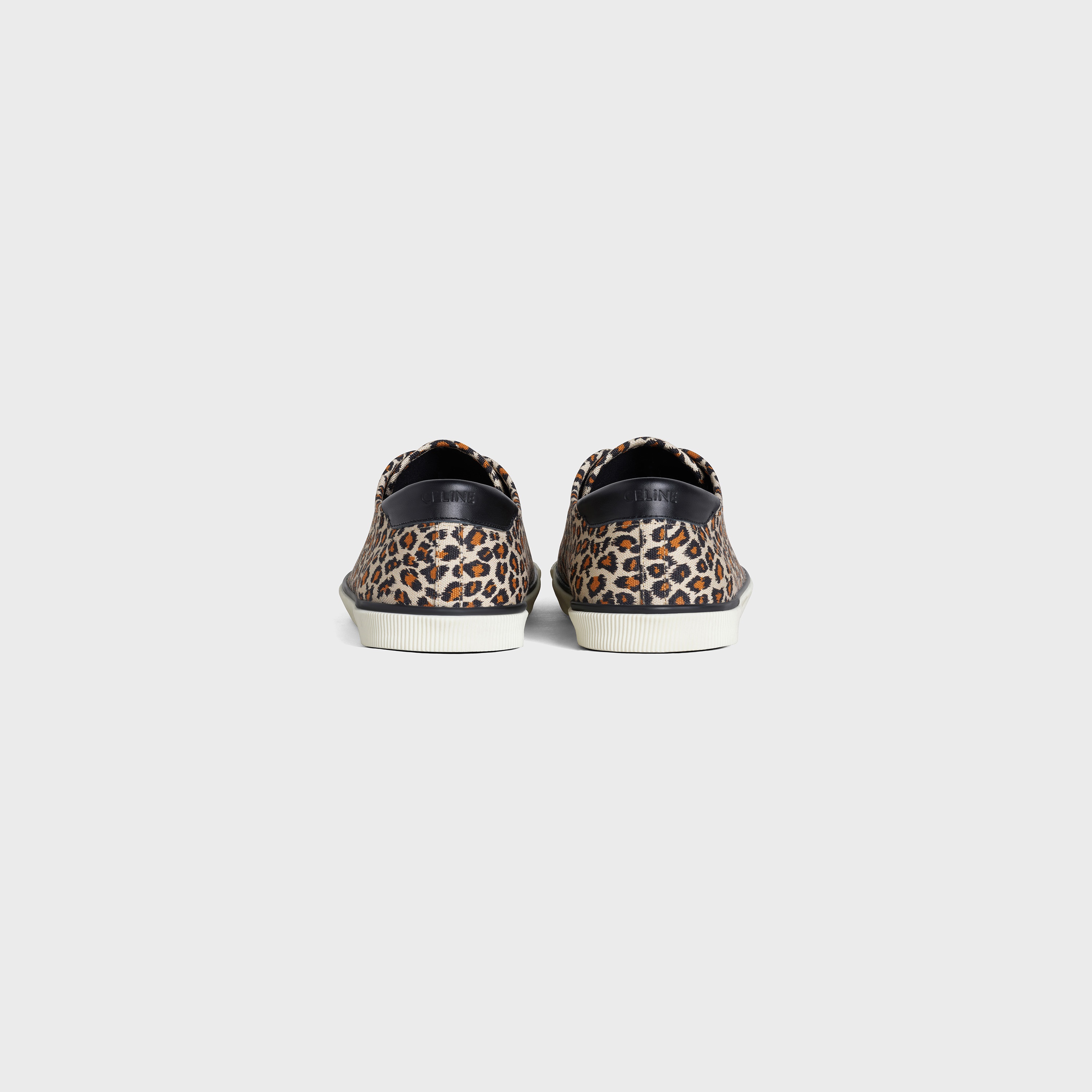 CELINE BLANK LOW LACE UP SNEAKER WITH TOE CAP  IN  LEOPARD PRINTED CANVAS AND CALFSKIN - 3