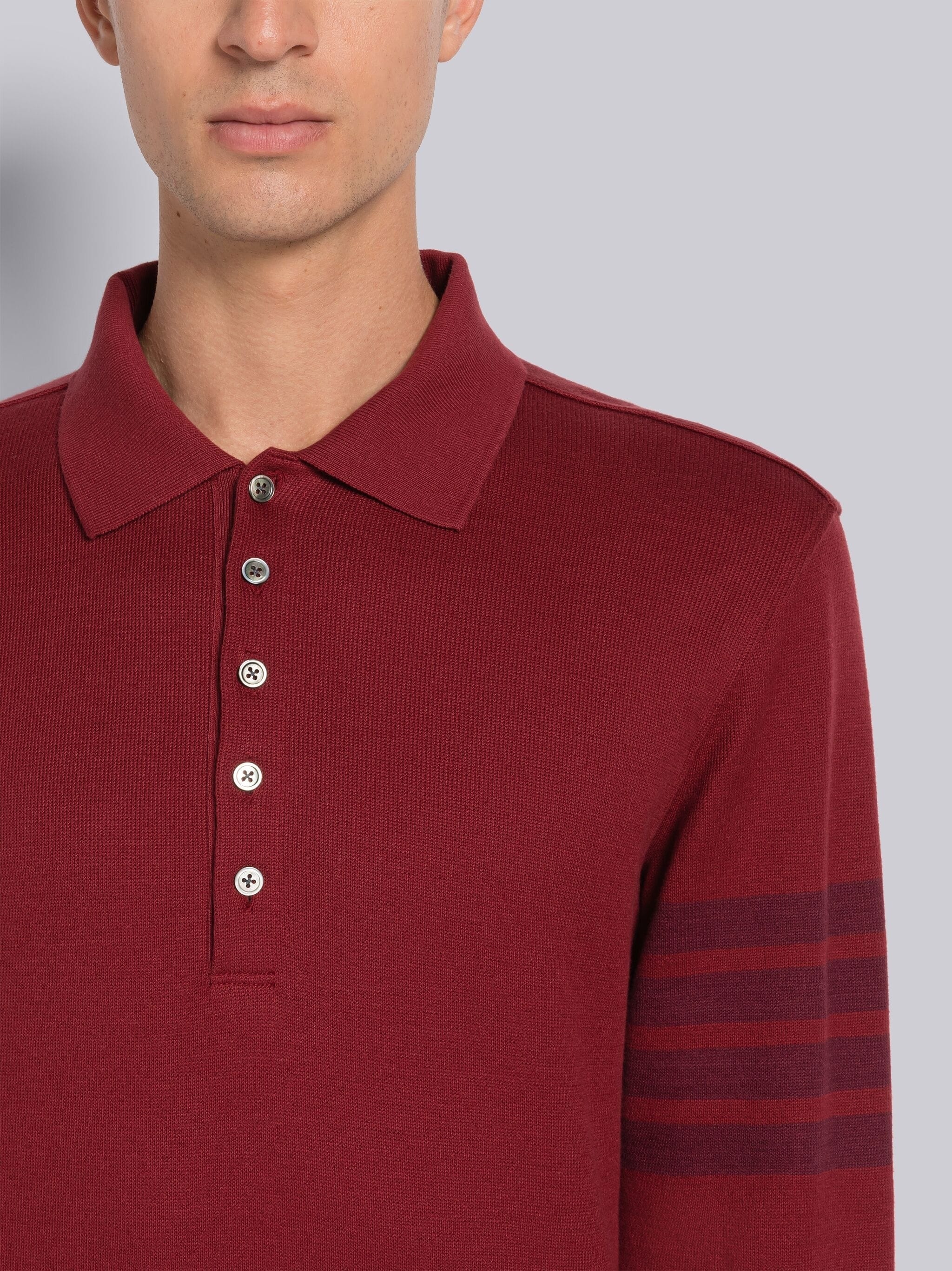 DOUBLE FACE KNIT 4-BAR LONG SLEEVE POLO - 5