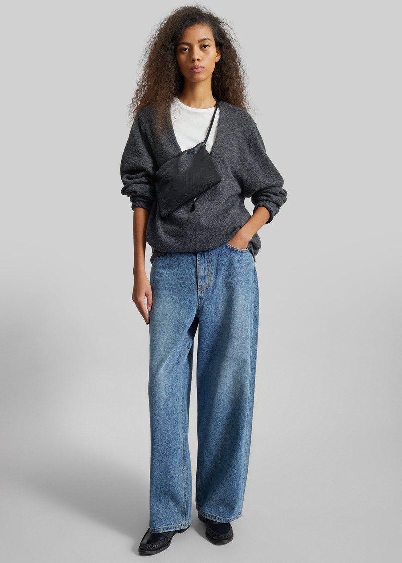 Issy Deep V-Neck Pullover - Dark Grey 1