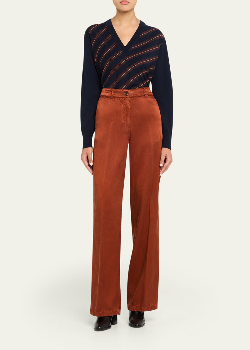 Dries Van Noten Paxy Wide-Leg Satin Pants outlook