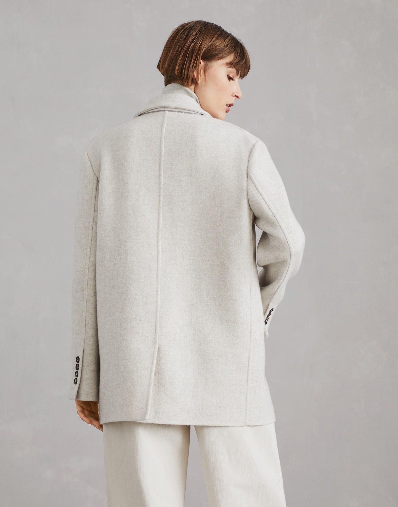 Hand-finished cozy cashmere double cloth blazer with monili - 2