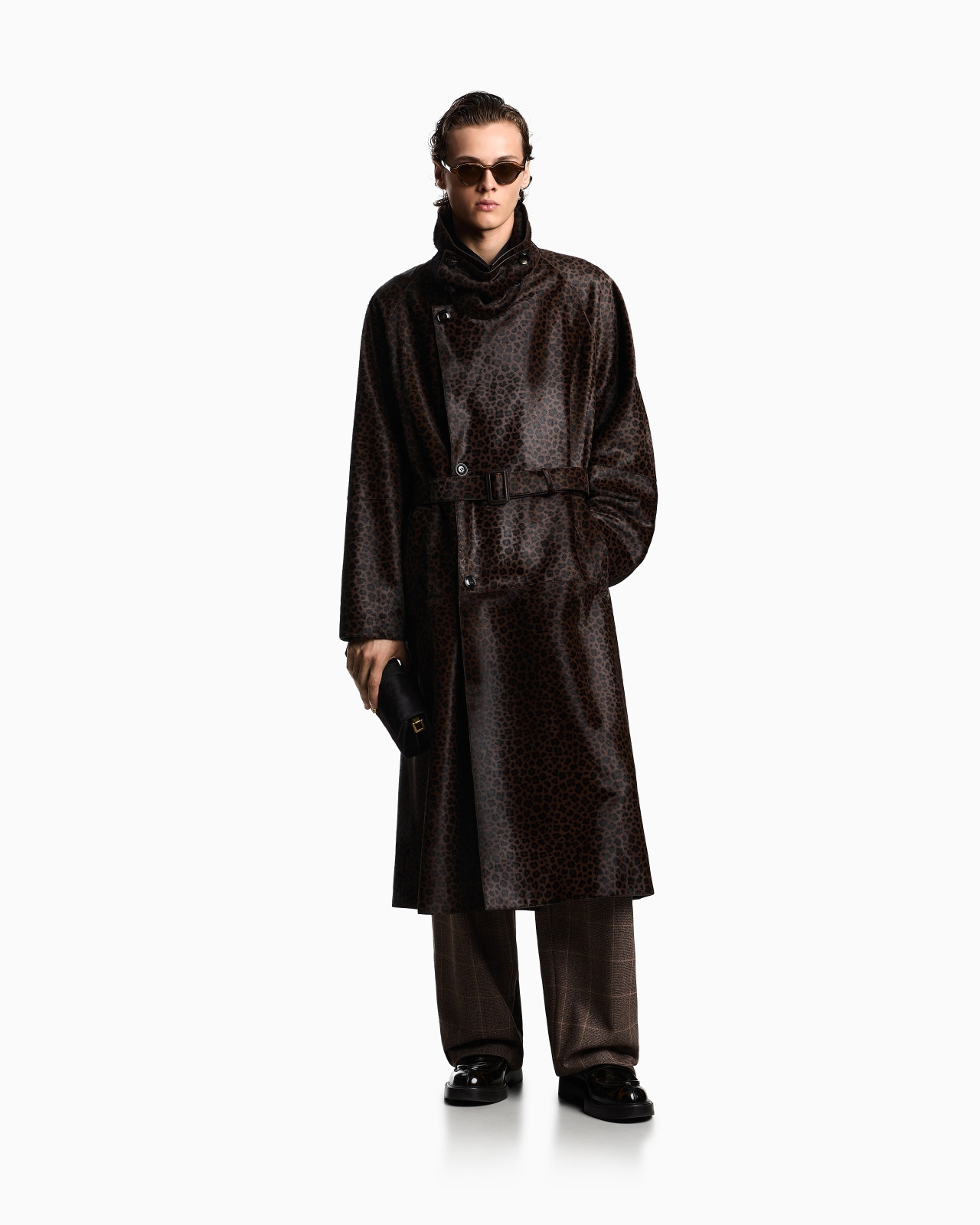 ANIMAL-PRINT PONY HAIR TRENCH COAT - 2