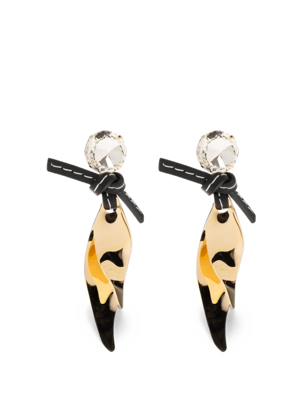 leaf-shaped crystal-embellished earrings - 1