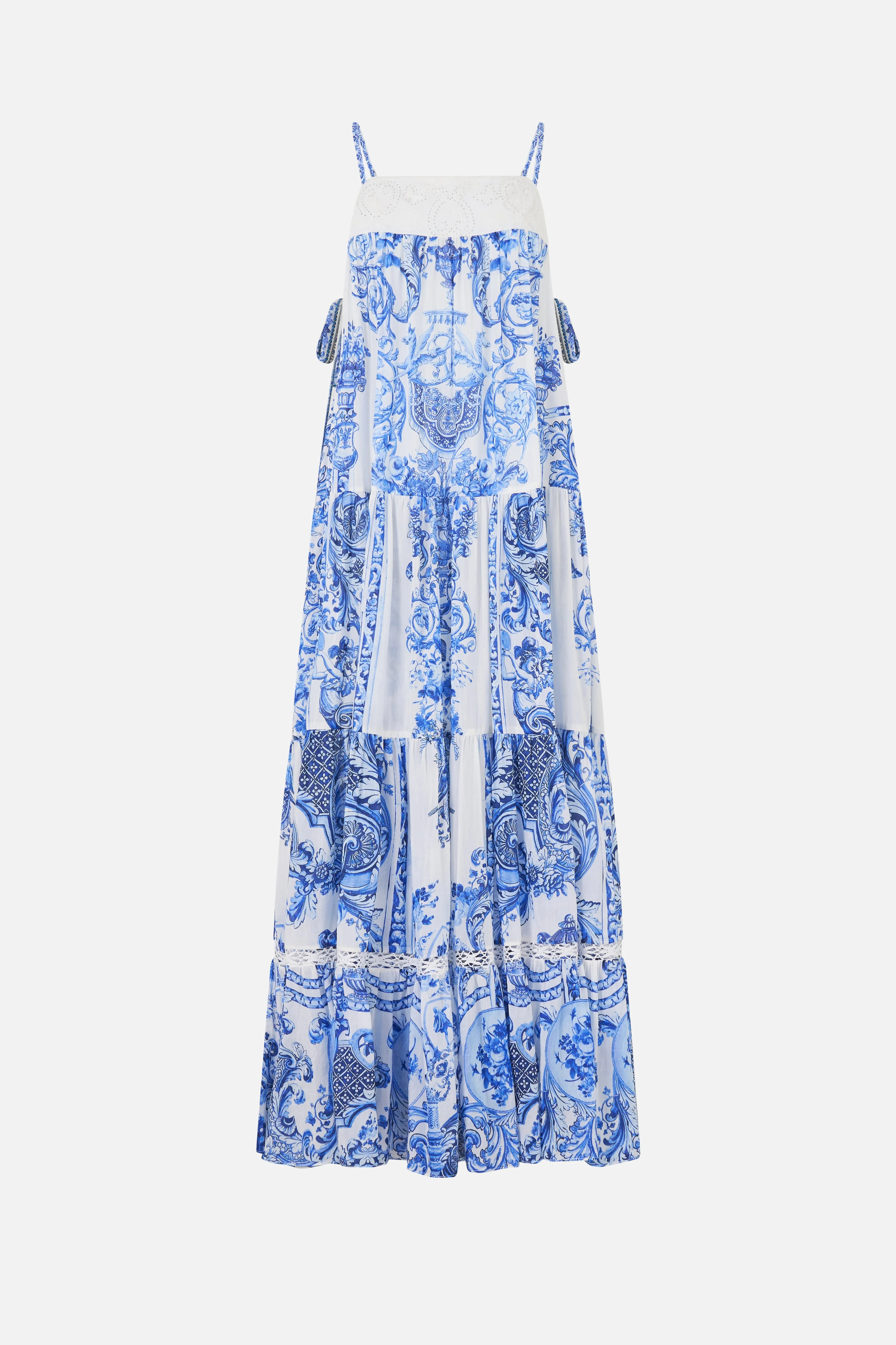LONG TIERED DRESS WITH BOW TIES CERAMIC PANORAMIC - 1