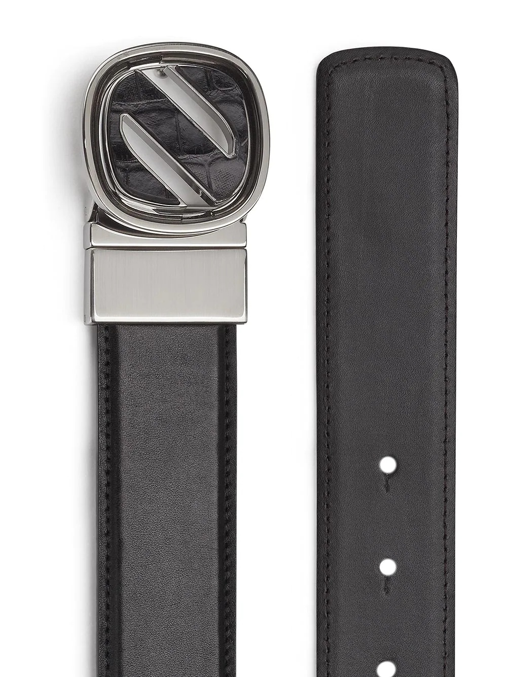 croc-effect logo buckle belt - 2