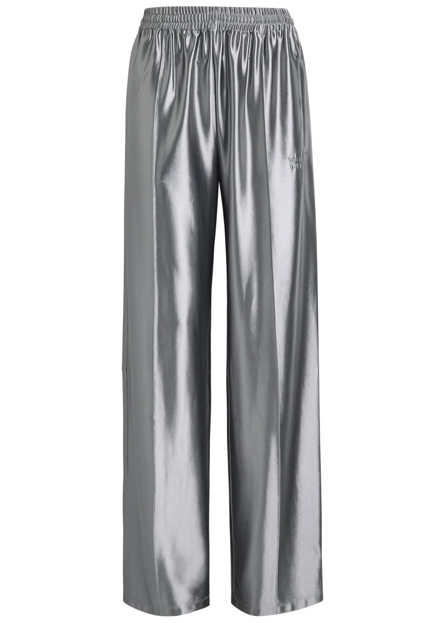 Alexanderwang.t Relaxed Logo-embroidered Satin Track Pants - 1