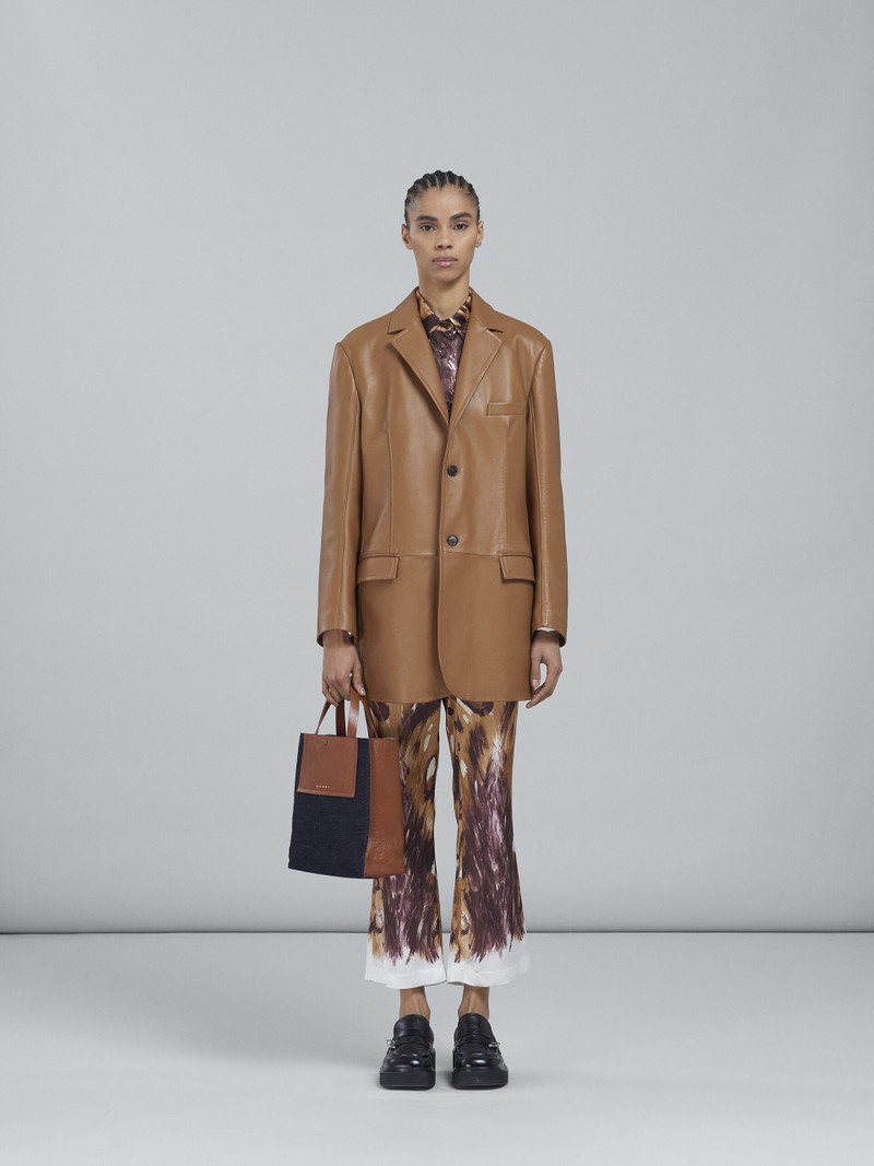 Marni MUSEO SOFT LARGE BAG IN DENIM AND LEATHER outlook