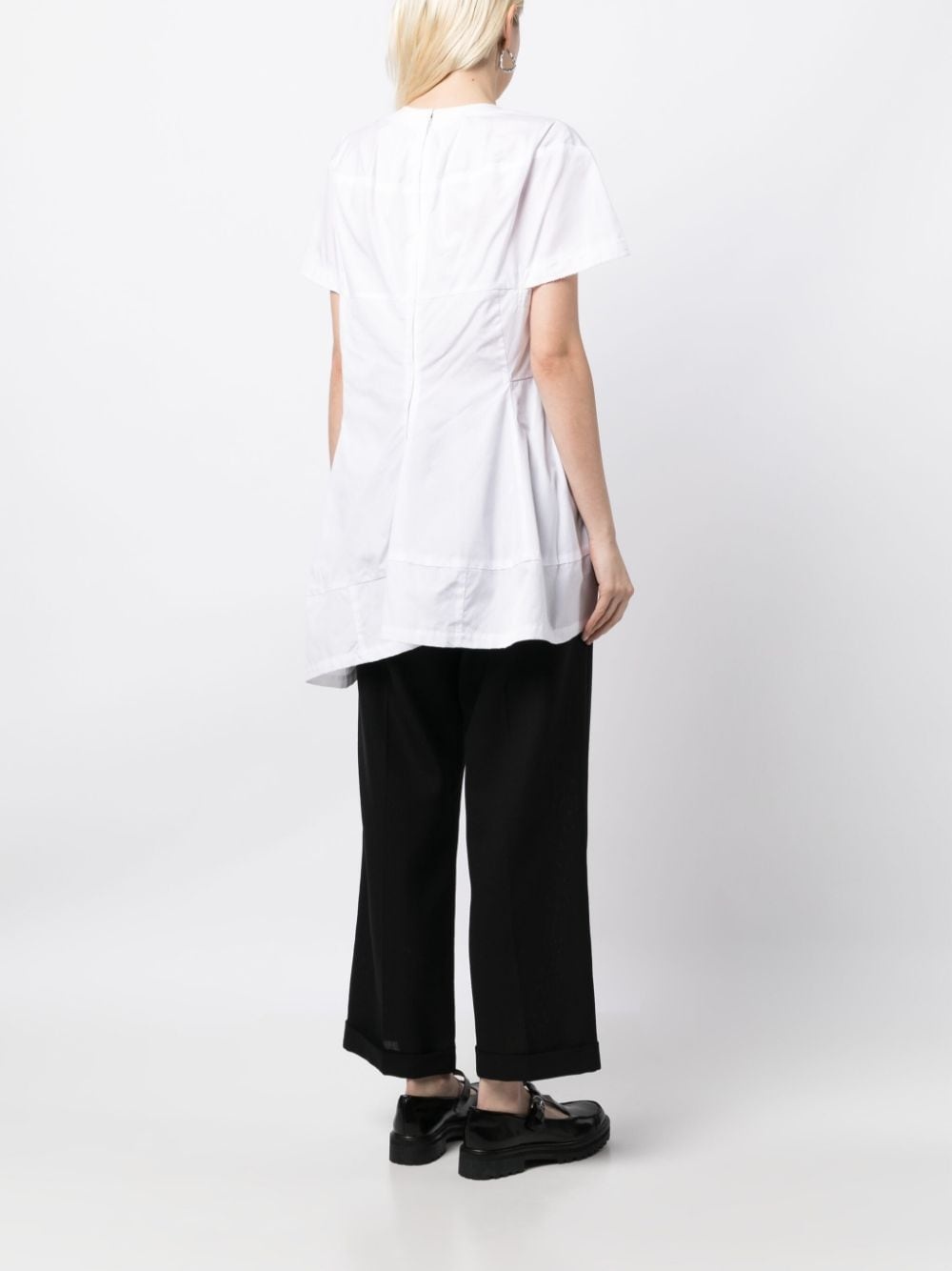 asymmetric-design panelled T-shirt - 4