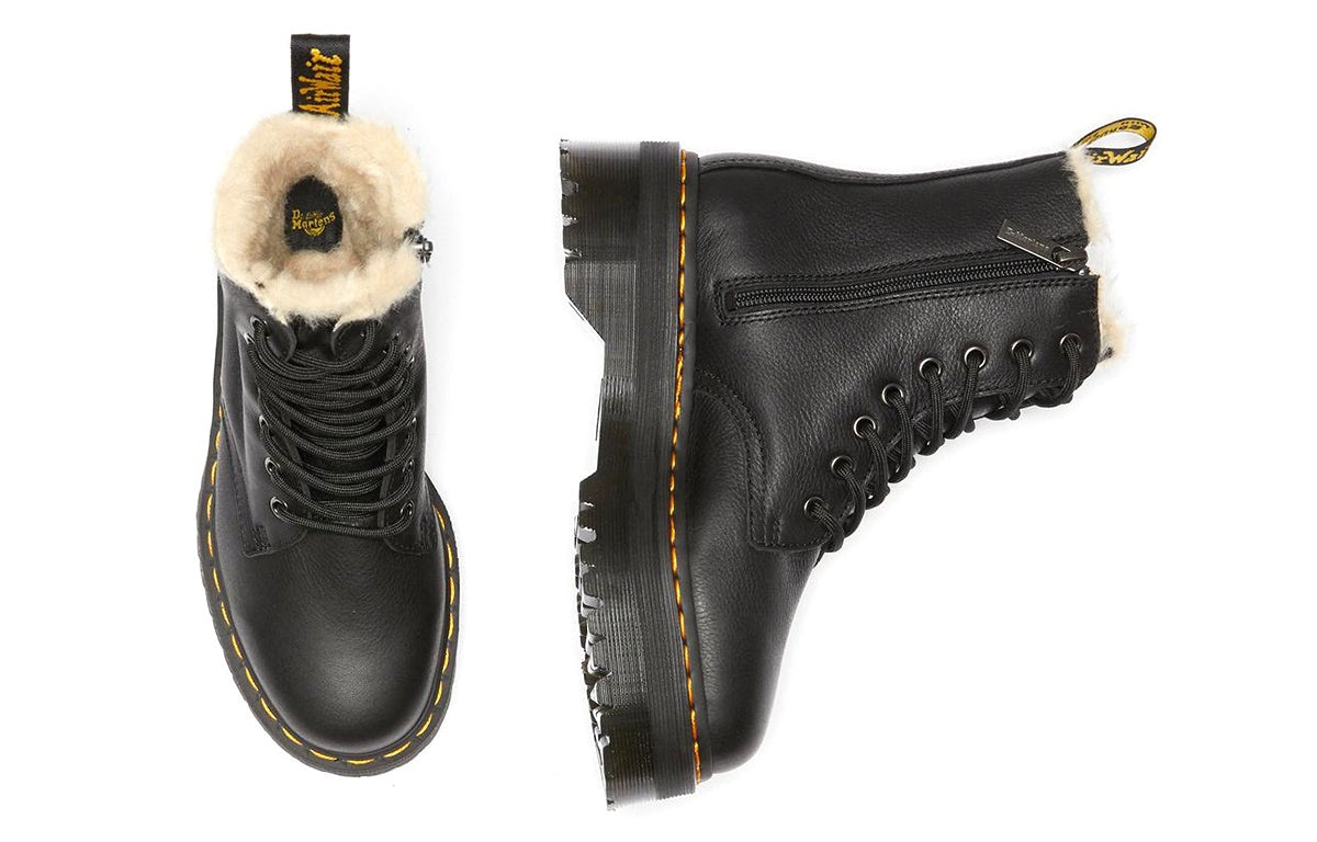 (WMNS) Dr. Martens Jadon Faux Fur Lined Leather Platform Boots 'Pisa - Black' 25637001 - 3