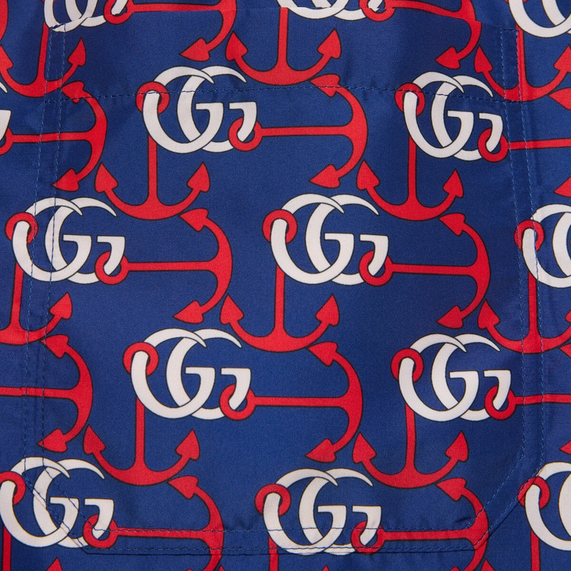 Double G anchor print nylon swim shorts 3