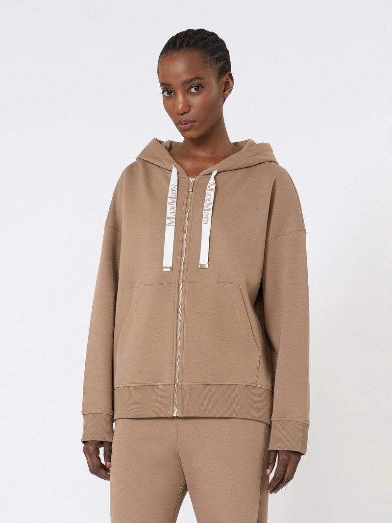 JOUR Technical jersey zip-up sweatshirt - CAMEL 3