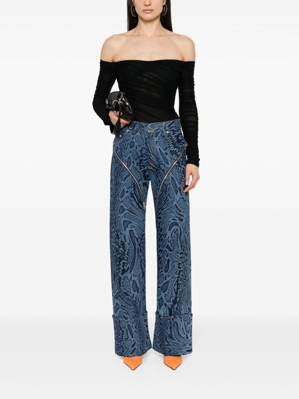 off-shoulder mesh bodysuit - 2