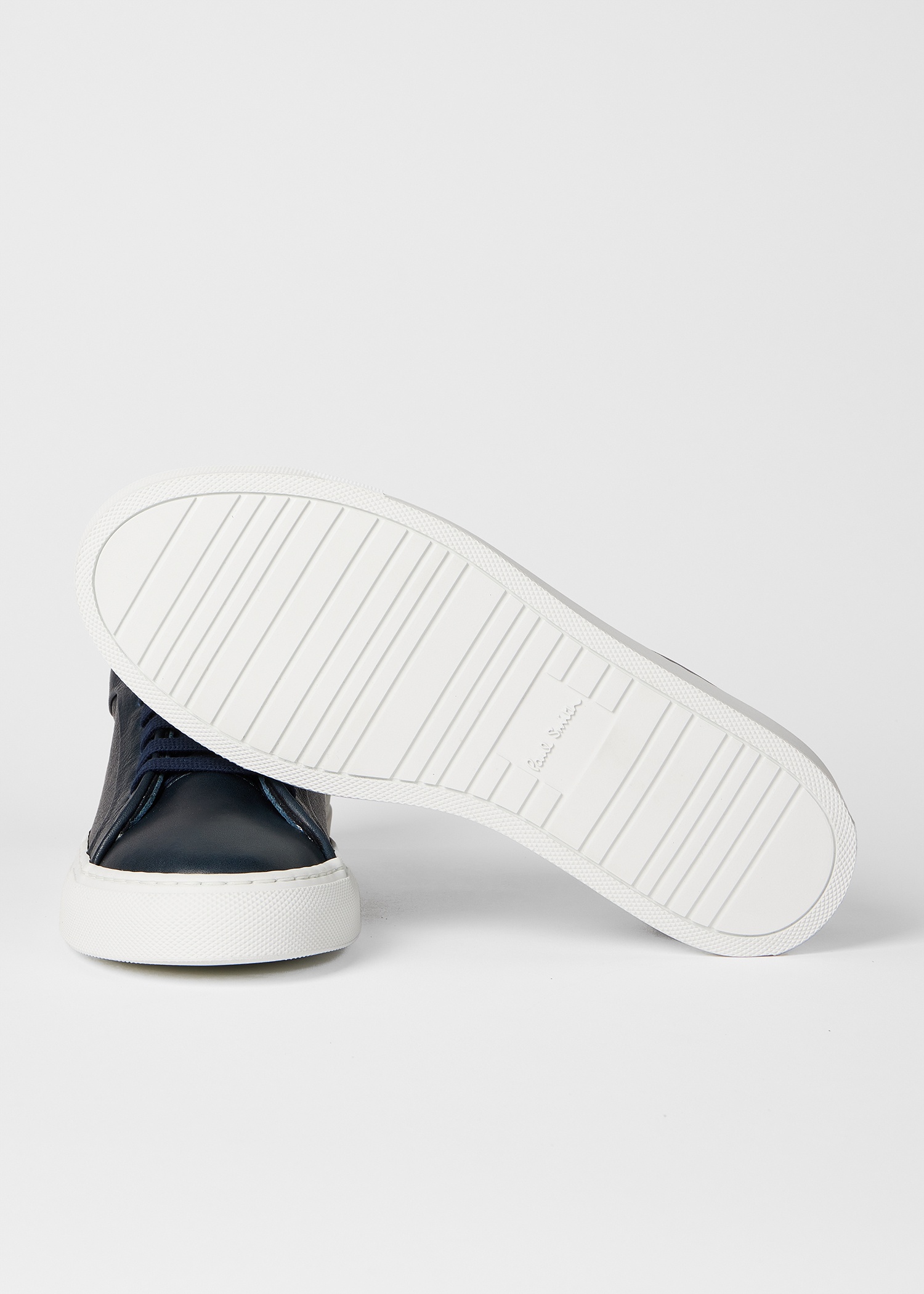 Women's Navy Basso Leather Trainers - 2
