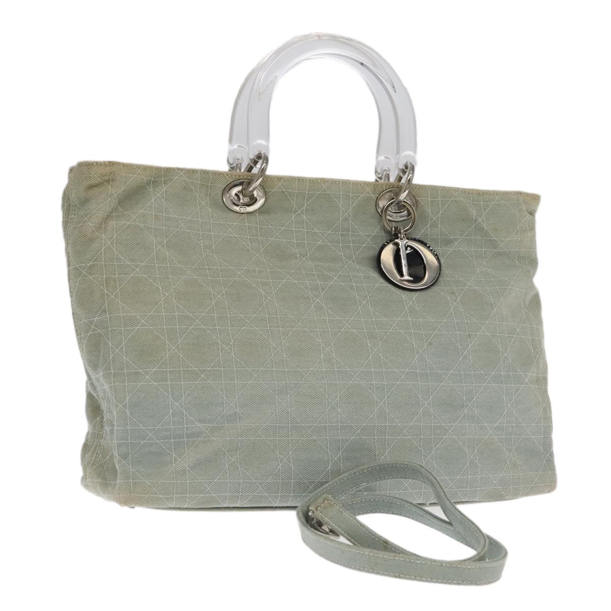 DIOR Canage Hand Bag Denim Blue Silver - 1