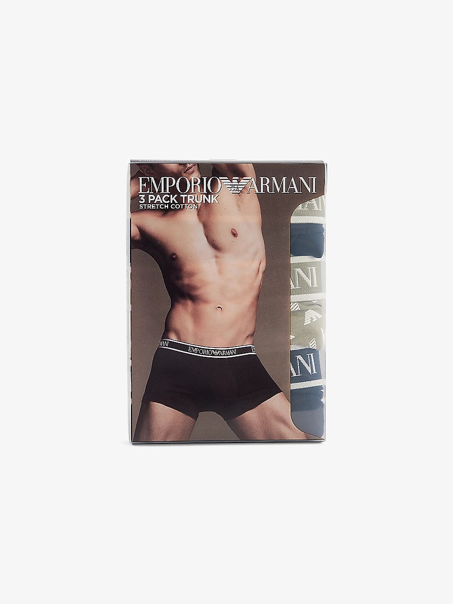 Branded Mid-Rise Pack Of Three Stretch-Cotton Briefs - 2