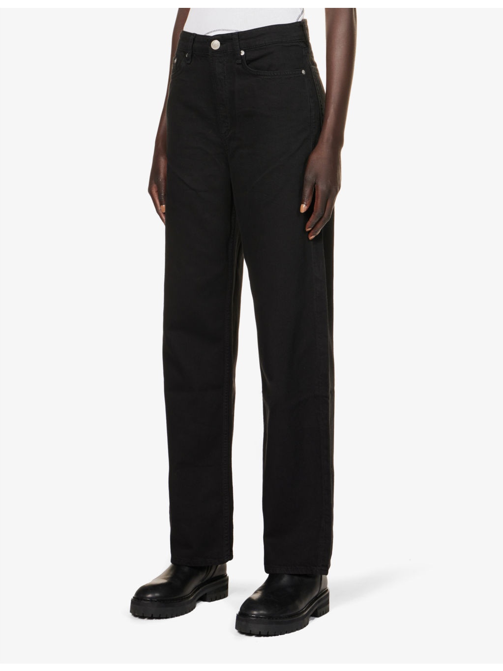 Logan wide-leg high-rise cotton-blend jeans - 3
