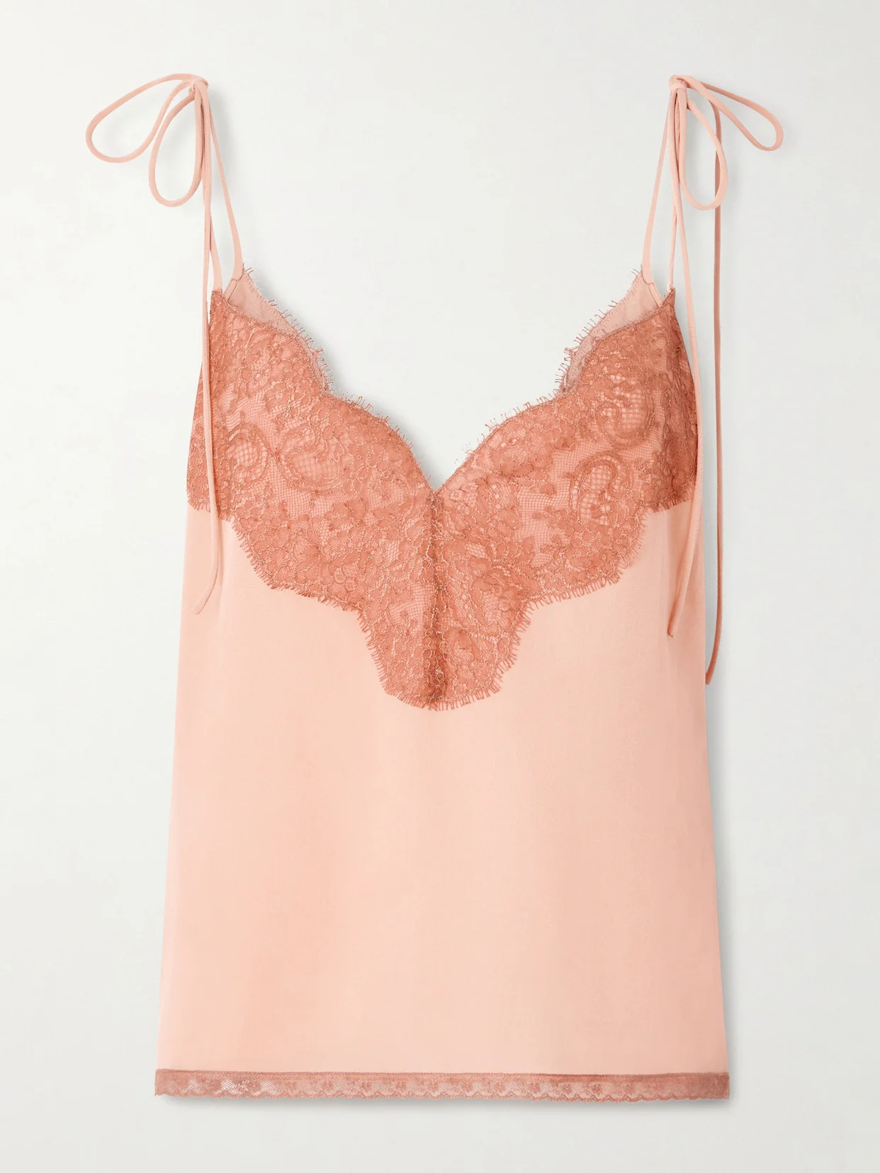 Lace-trimmed Silk Crepe De Chine Camisole - 1