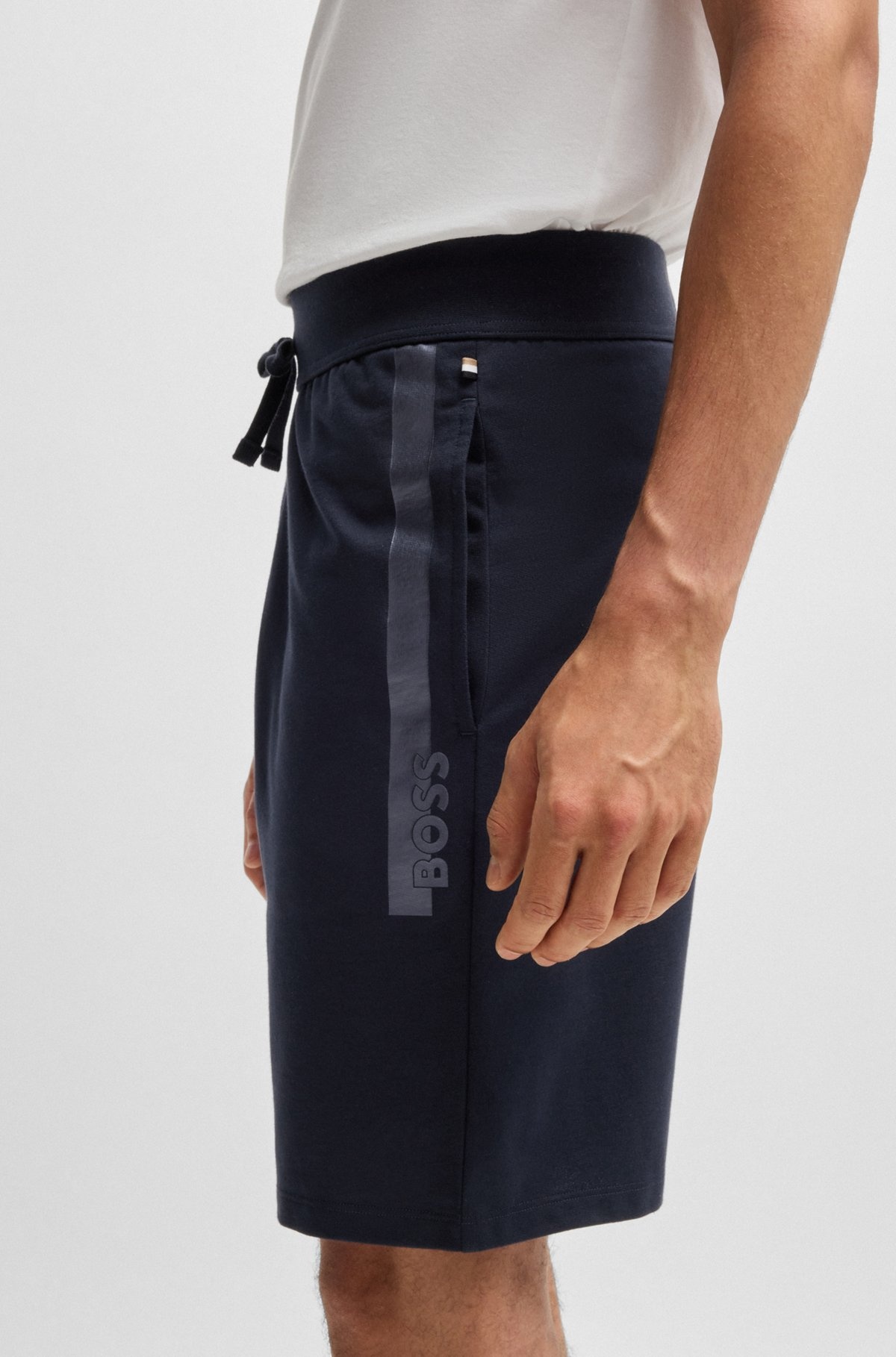 COTTON-TERRY SHORTS WITH METALLIC LOGO - 5