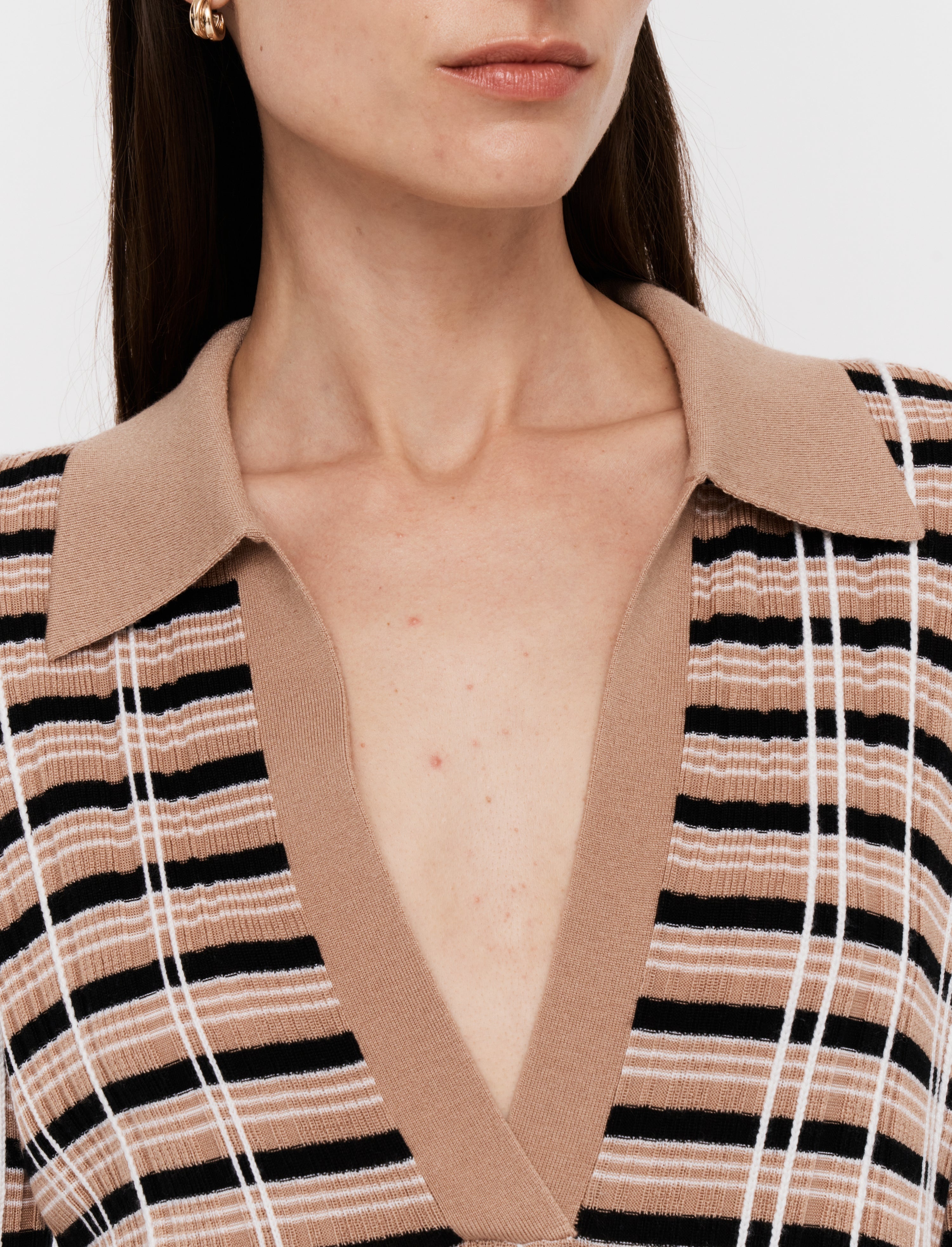 Check Wool & Silk Polo Top - 5