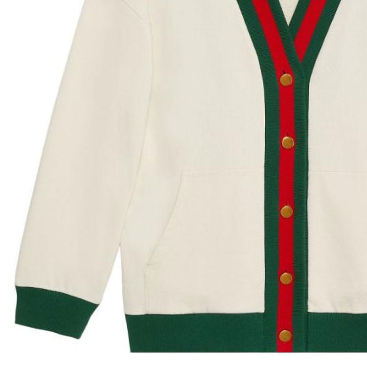 Gucci Cotton Jersey Cardigan With Web 'Off White' 752190-XJFV6-9150 - 5