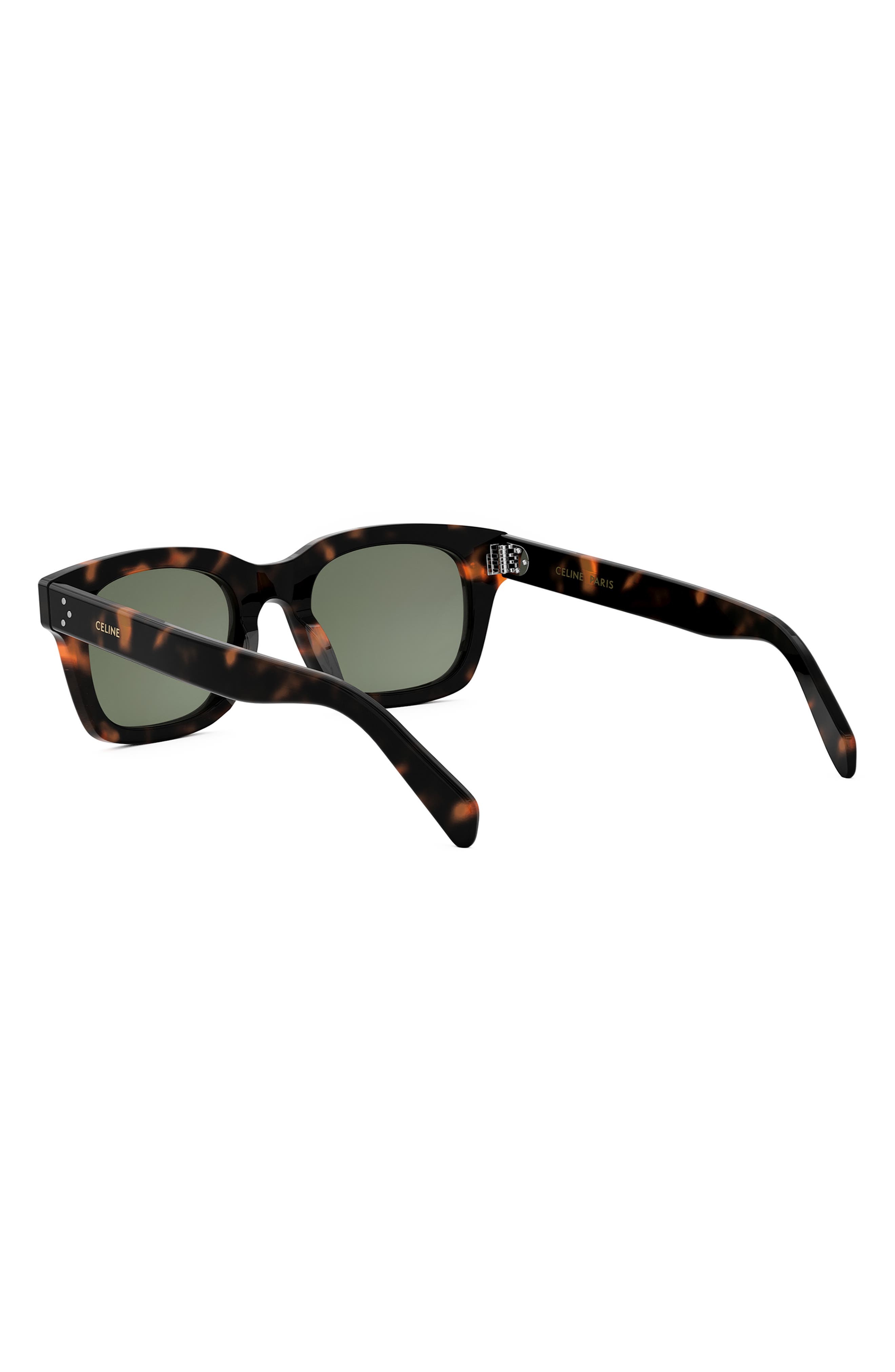 CELINE Bold 3 Dots 50mm Square Sunglasses in Dark Havana /Green at Nordstrom - 5