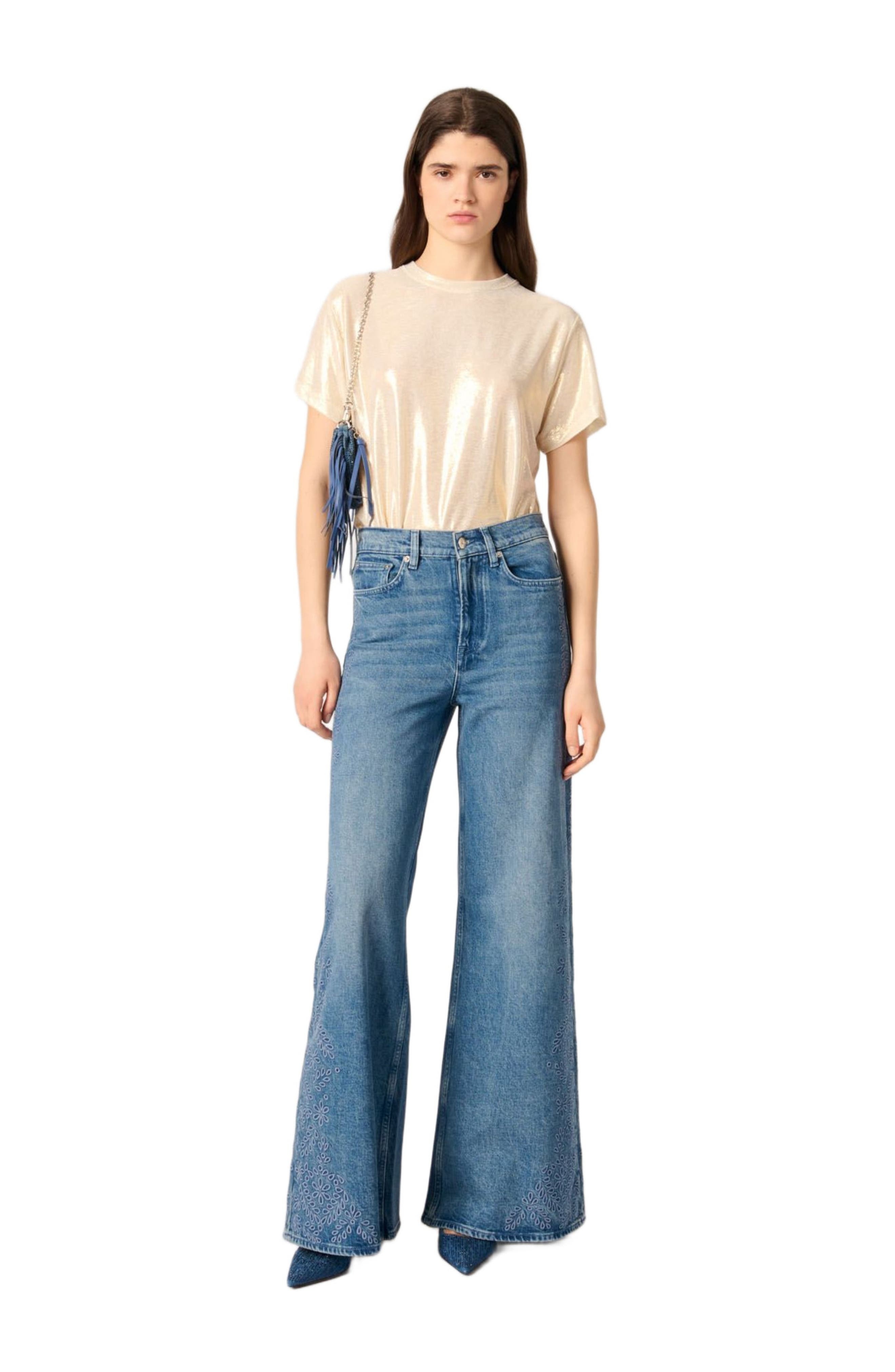 maje Metallic T-shirt in Gold at Nordstrom - 2