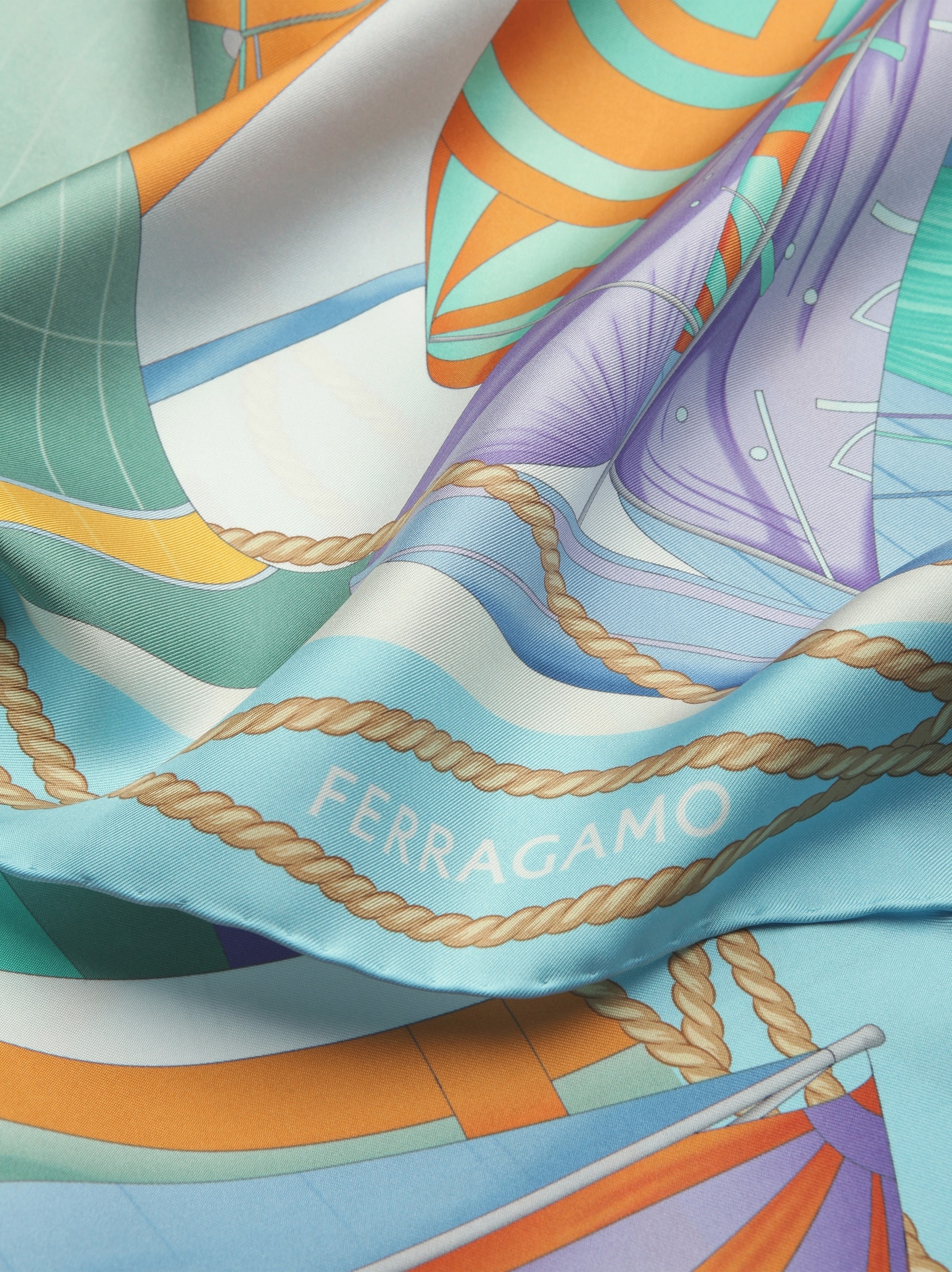 Sailing print silk foulard - 2