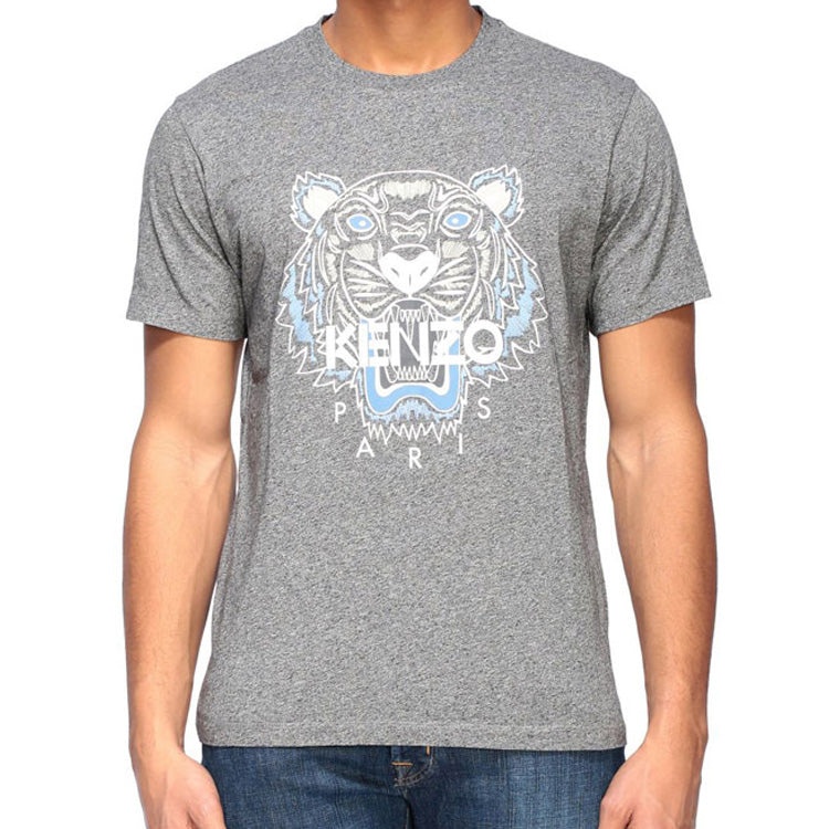 Men's KENZO Classic Tiger Head Printing Round Neck Short Sleeve Gray FA55TS0504YA-98 - 3