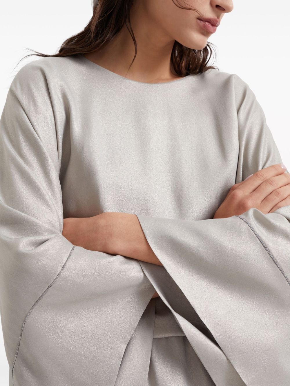 wide-sleeves silk maxi dress - 5