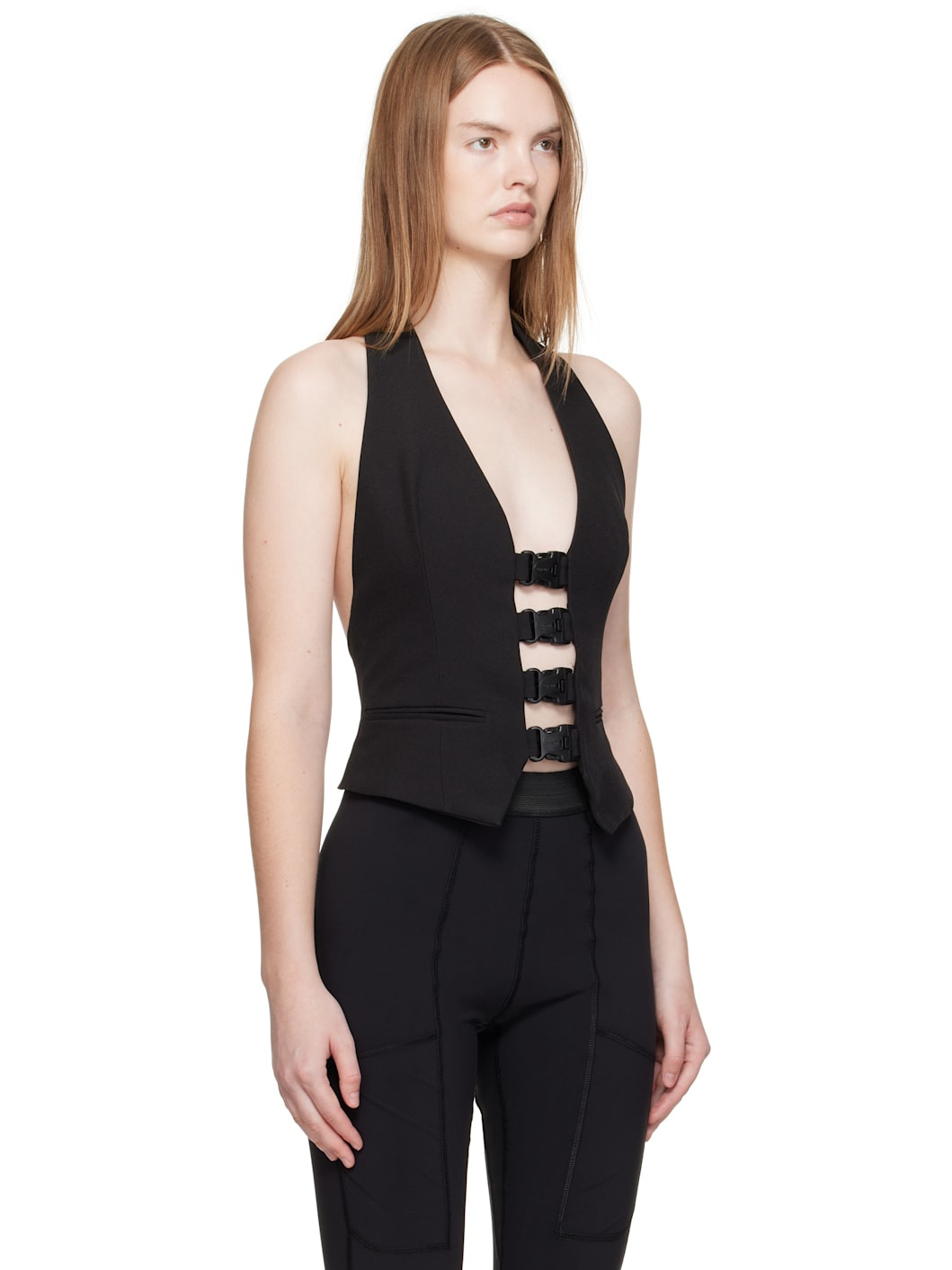 Black Multi Buckle Waistcoat - 2