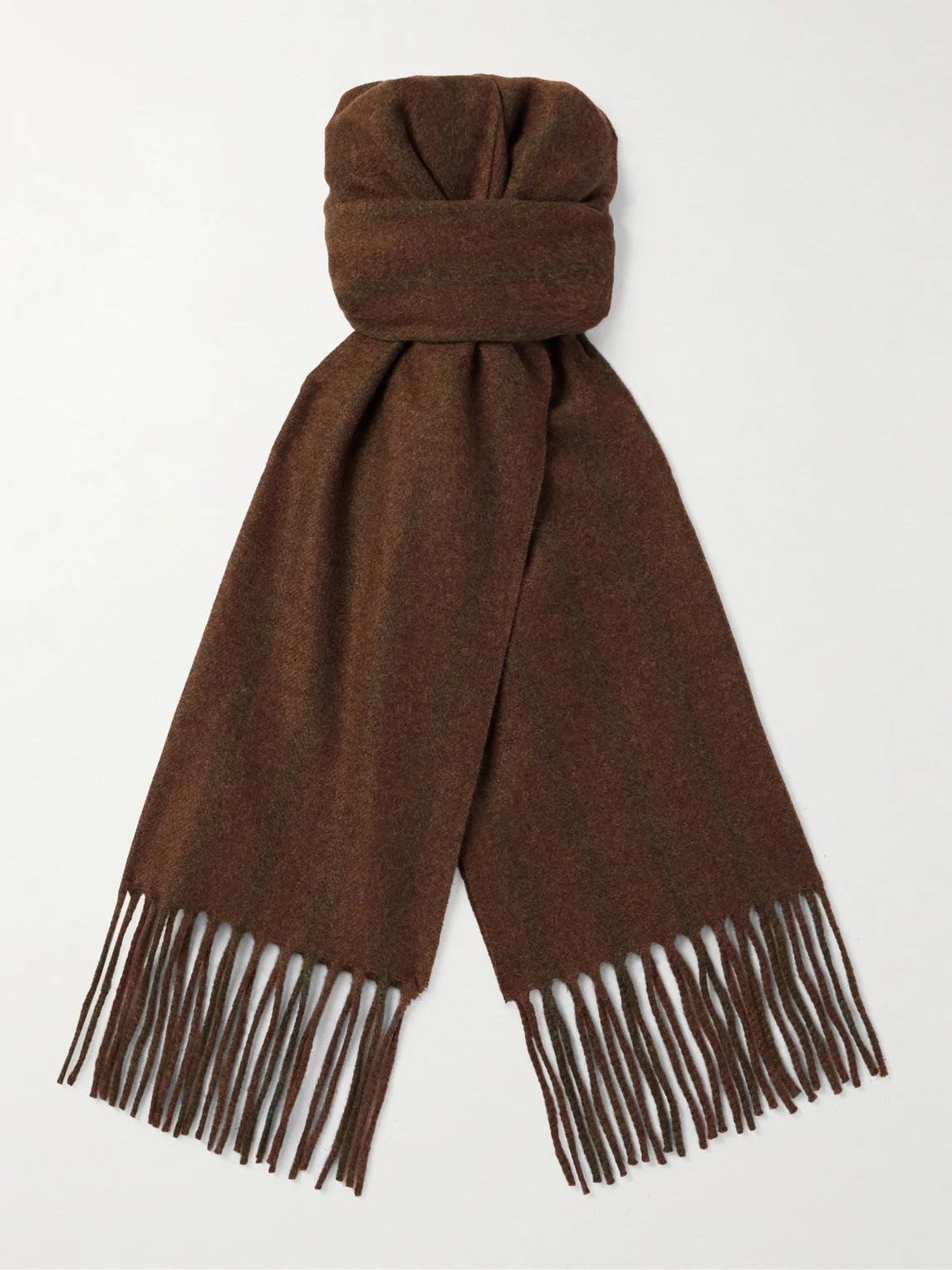 Striped Fringed Wool and Cashmere-Blend Twill Scarf - 1