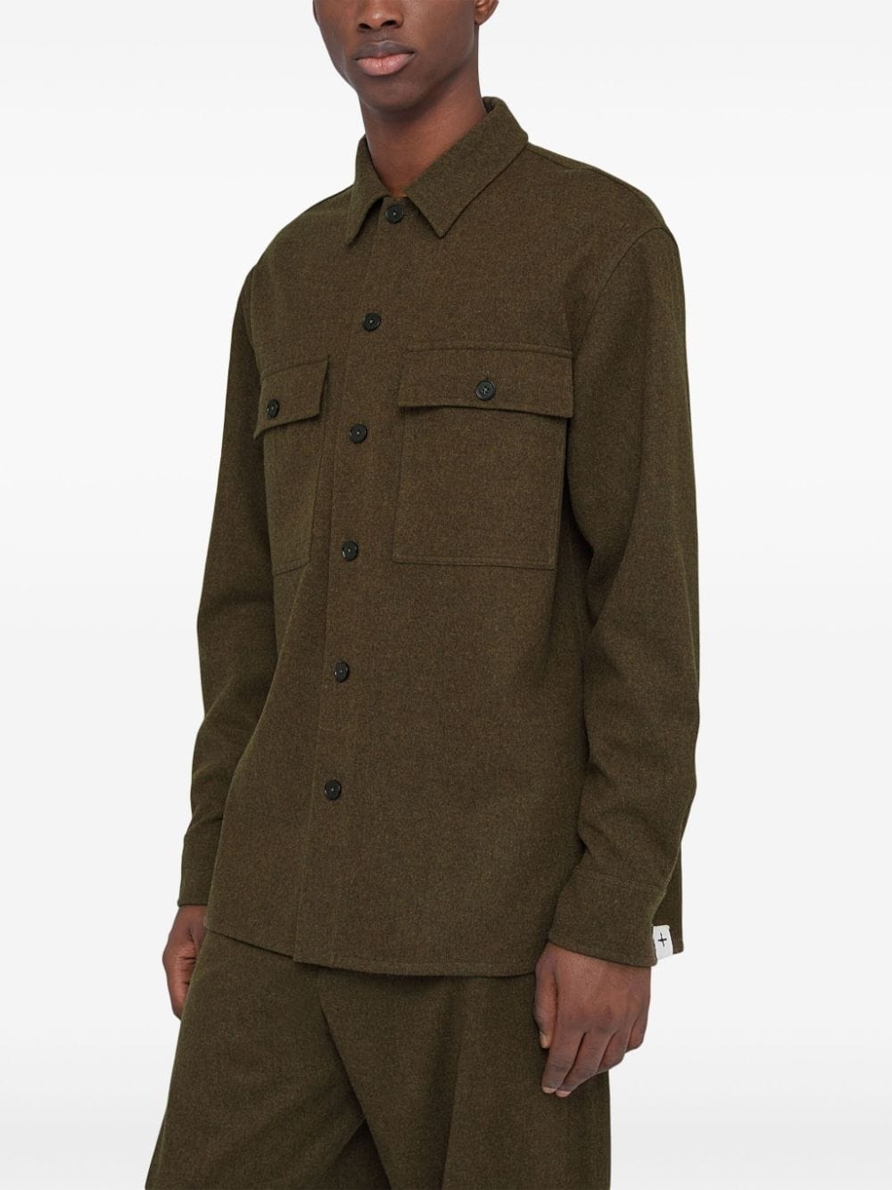 drop-shoulder flannel shirt - 4