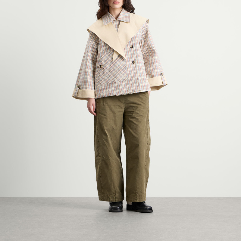 DAMSON MADDER. Damson Madder Jerry Reversible Crop Trench Coat outlook