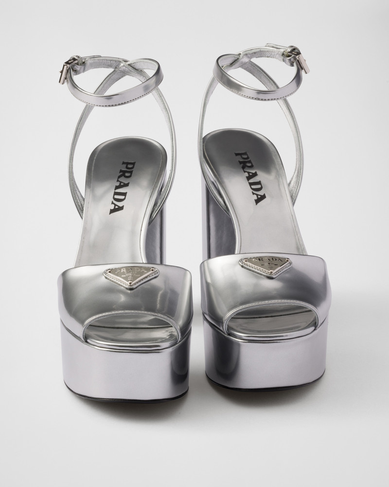 Metallic leather platform sandals 6
