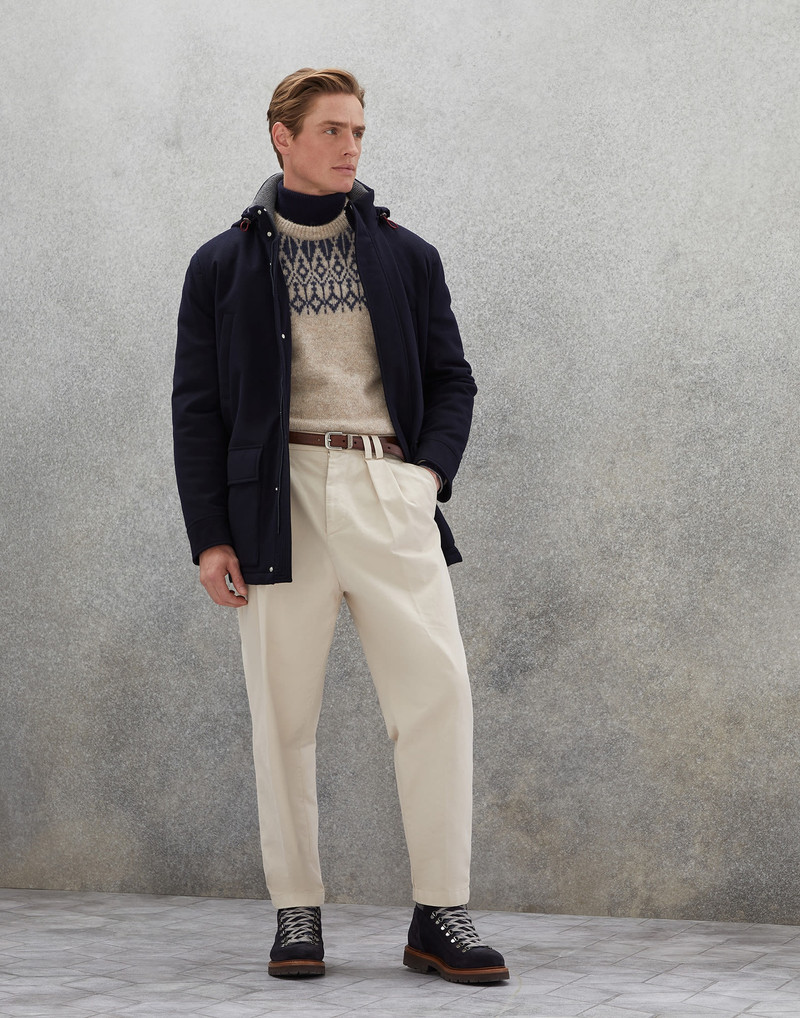 Bonded cashmere beaver cloth parka with Thermore® padding and detachable hood 5