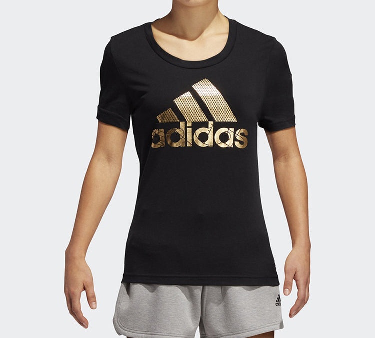 (WMNS) adidas Alphabet logo Short Sleeve Black DV3025 - 3