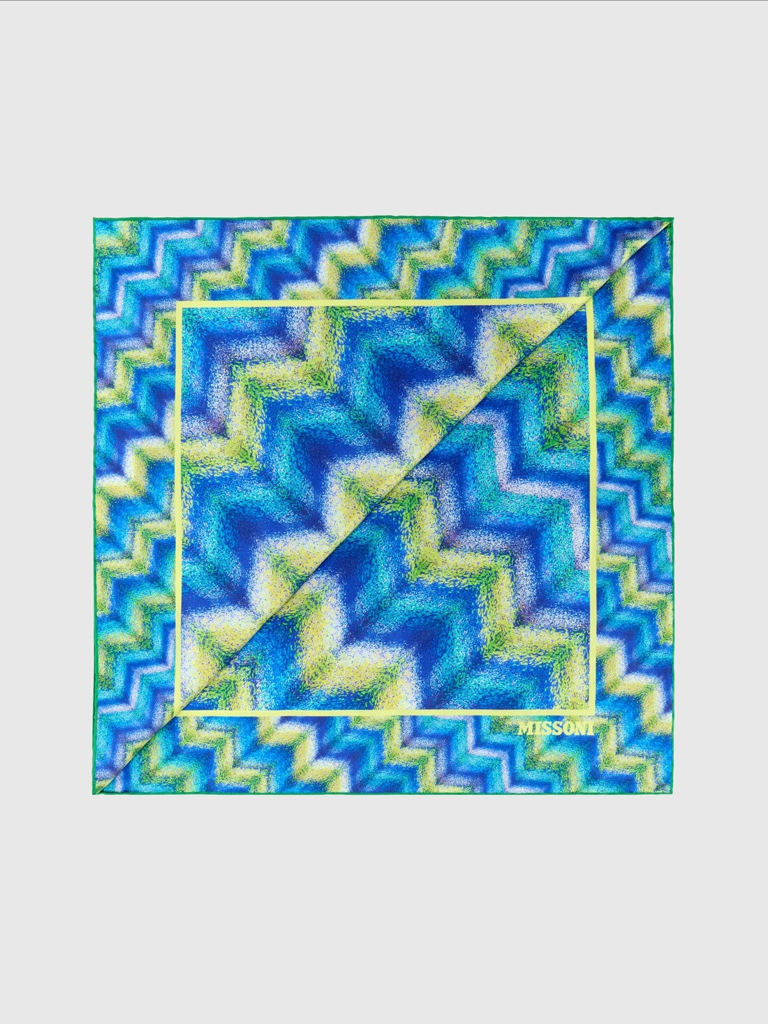 100% silk scarf with zigzag print and logo - 1